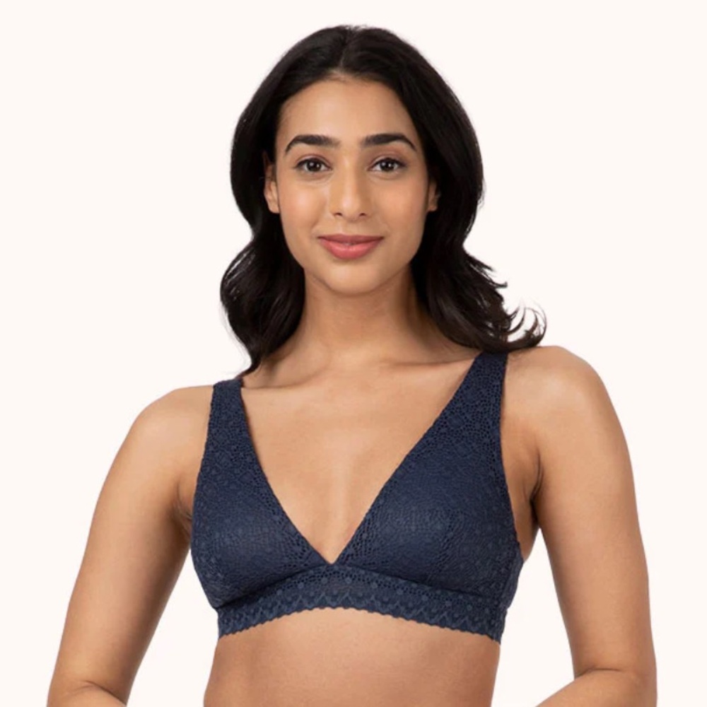 Lively Crochet Lace Plunge Bralette in navy